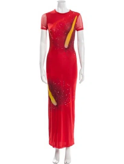 Pre-owned Loewe Graphic Print Crew Neck Tunic In Orange