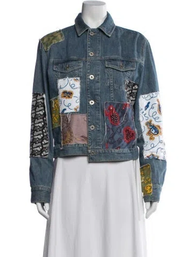 Pre-owned Loewe Graphic Print Denim Jacket In Blue