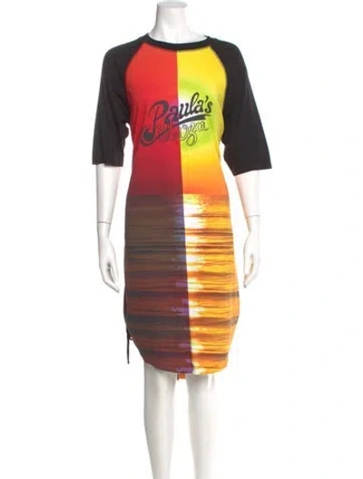 Pre-owned Loewe Graphic Print Knee-length Dress In Red