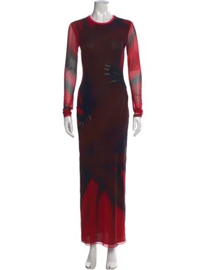 Pre-owned Loewe Graphic Print Long Dress In Black