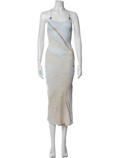 Pre-owned Loewe Graphic Print Long Dress In Neutrals