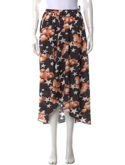 Pre-owned Loewe Graphic Print Long Skirt In Black
