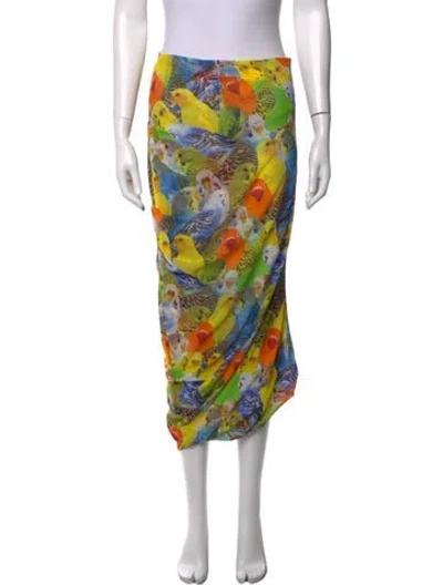 Pre-owned Loewe Graphic Print Midi Length Skirt In Yellow