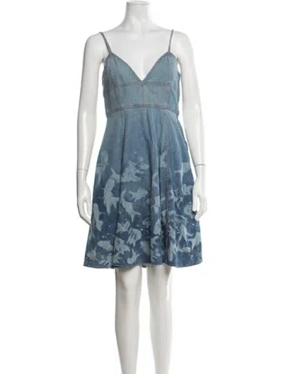 Pre-owned Loewe Graphic Print Mini Dress In Blue