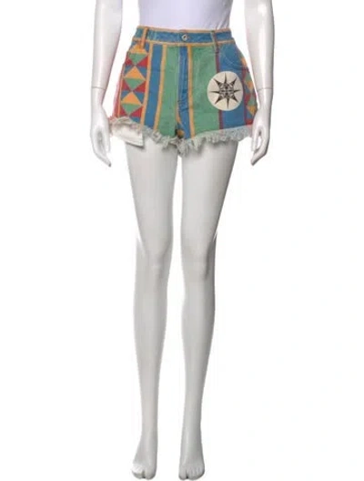 Pre-owned Loewe Graphic Print Mini Shorts In Blue