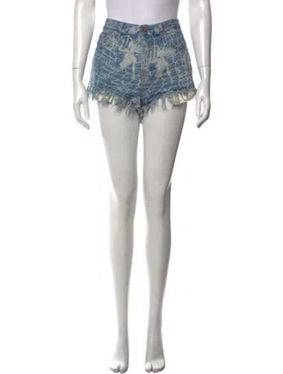 Pre-owned Loewe Graphic Print Mini Shorts In Blue