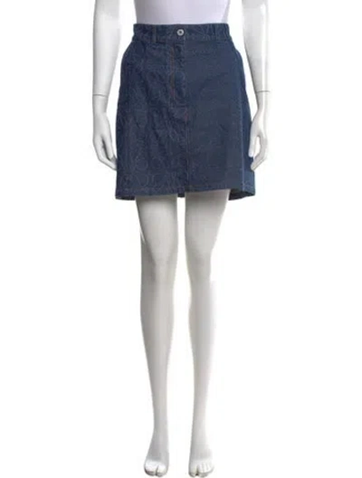 Pre-owned Loewe Graphic Print Mini Skirt In Blue