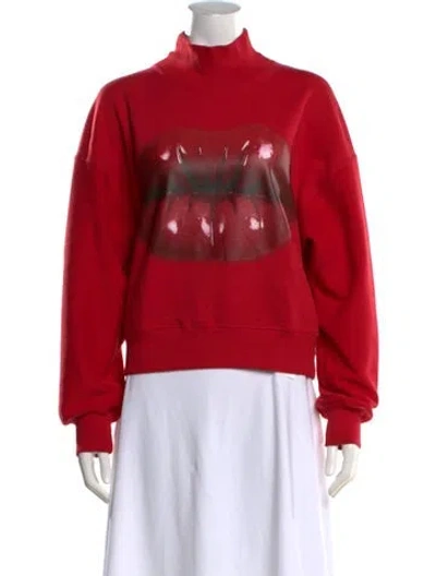 Pre-owned Loewe Graphic Print Mock Neck Sweatshirt In Red