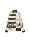 Loewe X Paula Ibiza Mixed-print Button Down Blouse In Kaki