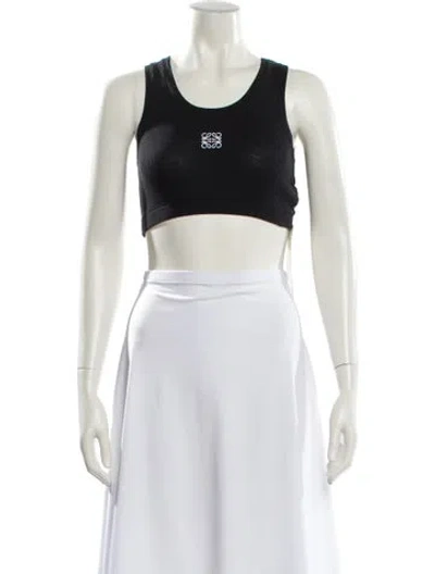 Pre-owned Loewe Graphic Print Scoop Neck Crop Top In Black