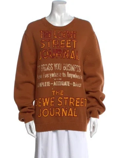 Pre-owned Loewe Graphic Print Scoop Neck Sweater W/ Tags In Brown