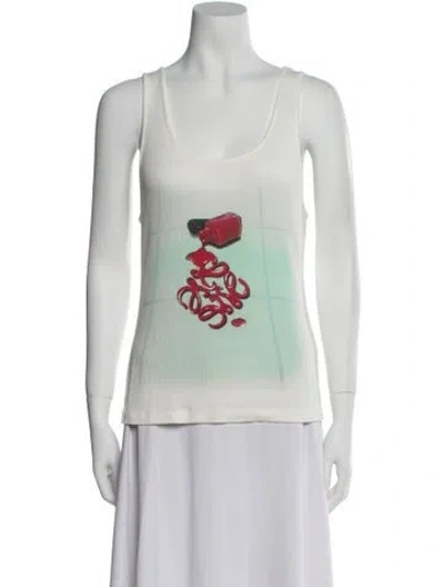 Pre-owned Loewe Graphic Print Scoop Neck Top In Neutral