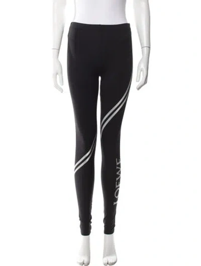 Pre-owned Loewe Graphic Print Skinny Leg Pants In Black