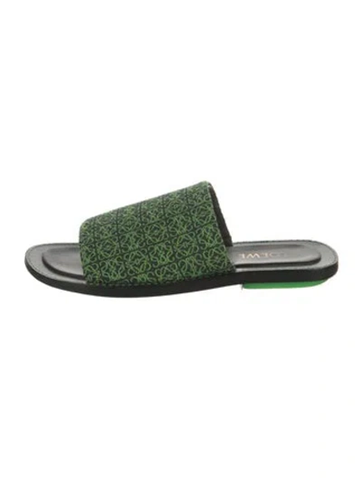Pre-owned Loewe Graphic Print Slides In Green
