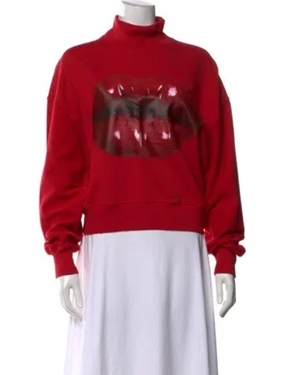 Pre-owned Loewe Graphic Print Turtleneck Sweatshirt In Red