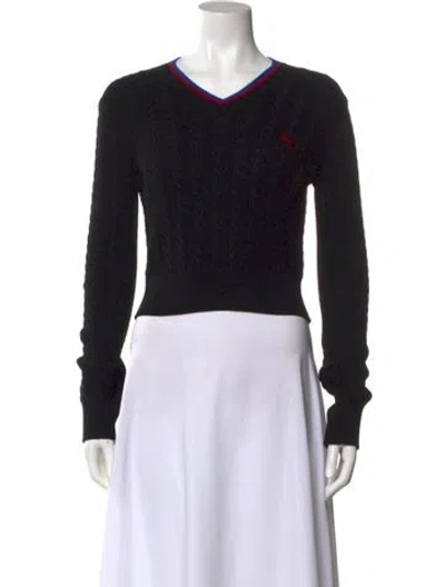 Pre-owned Loewe Graphic Print V-neck Sweater In Black