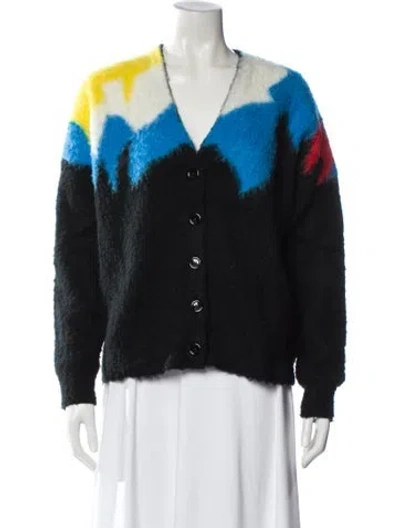 Pre-owned Loewe Graphic Print V-neck Sweater In Black