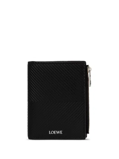 Loewe Graphic Slim Compact Mini Leather Wallet In Black