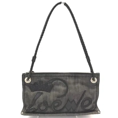 Pre-owned Loewe Gray Denim Leather Pouch ()