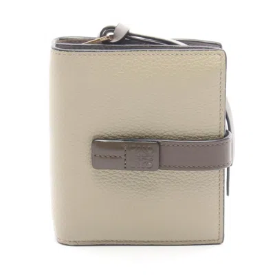 Pre-owned Loewe Gray Green Khaki Leather Wallet (bi-fold) () In Multi