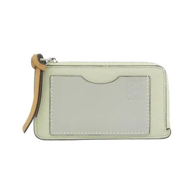 Pre-owned Loewe Gray Green Leather Coin Purse/coin Case () In Gray, Green