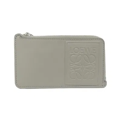Pre-owned Loewe Gray Leather Coin Purse/coin Case ()