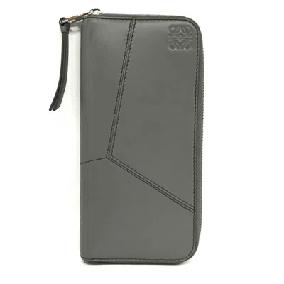 Pre-owned Loewe Gray Leather Long Wallet (bi-fold) ()