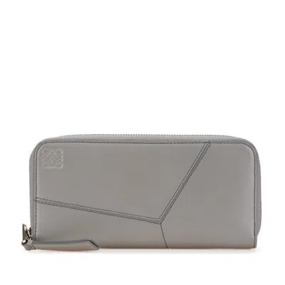 Pre-owned Loewe Gray Leather Long Wallet (bi-fold) ()