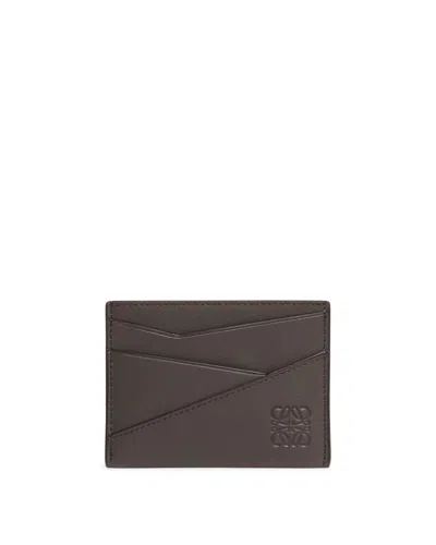Loewe Gray Leather Plain Puzzle Cardholder In Black