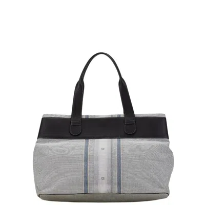Pre-owned Loewe Gray Navy Canvas Leather Tote Bag () In Gray, Navy