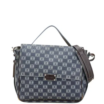 Pre-owned Loewe Gray Navy Pvc Leather Messenger Bag Shoulder Bag () In Multi