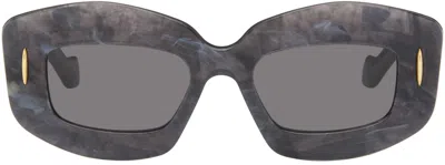 Loewe Gray Screen Sunglasses In Black Horn / Smoke