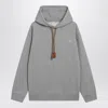 Loewe Gray Sweatshirt With Leather Flamenco Drawstring Men In Gray