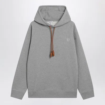 LOEWE LOEWE GRAY SWEATSHIRT WITH LEATHER FLAMENCO DRAWSTRING