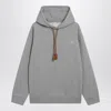 Loewe Gray Sweatshirt With Leather Flamenco Drawstring Men In Gray