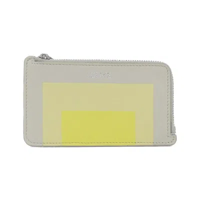 Pre-owned Loewe Gray Yellow Leather Coin Purse/coin Case () In Gray, Yellow
