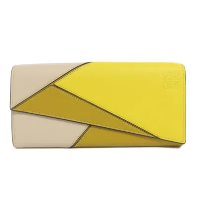 Pre-owned Loewe Gray Yellow Leather Long Wallet (bi-fold) ()