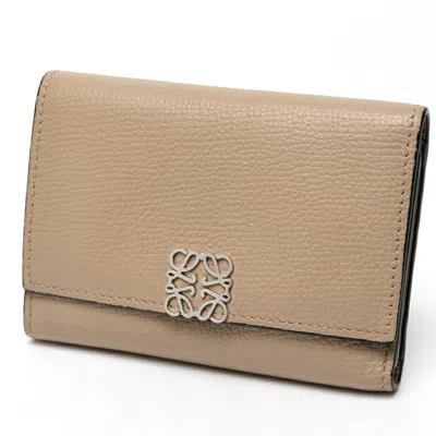 Pre-owned Loewe Grayish Sand Leather Wallet (tri-fold) ()
