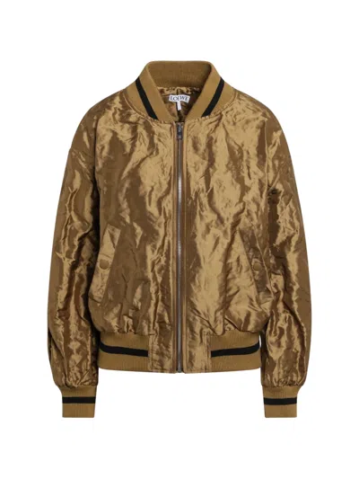 Loewe Caramel Technical Taffeta Bomber Jacket In Brown
