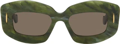 Loewe Green Chunky Anagram Sunglasses In Metallic