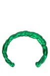 Loewe Twisted Metallic Open Cuff Bracelet In Green