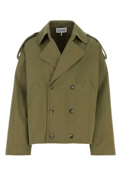 LOEWE LOEWE GREEN COTTON TRENCH COAT