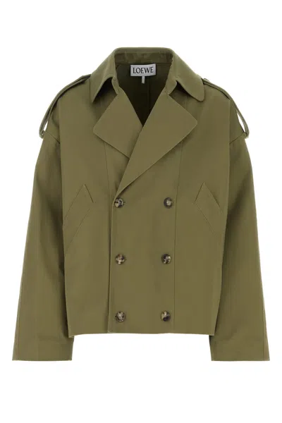 LOEWE GREEN COTTON TRENCH COAT