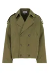 Loewe Cropped Silhouette Cotton Trench Coat In Olive