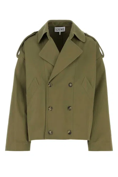 LOEWE GREEN COTTON TRENCH COAT