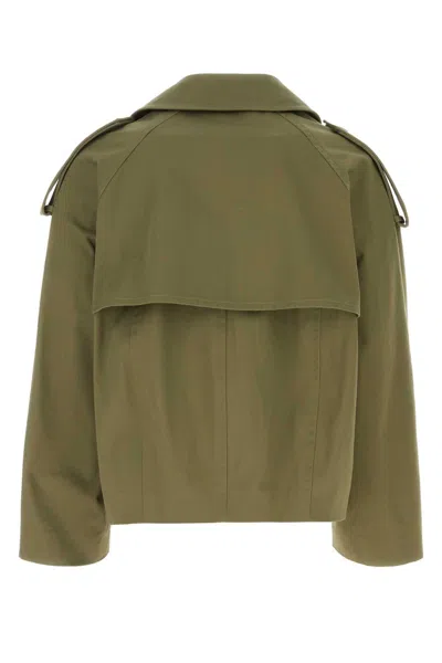 LOEWE GREEN COTTON TRENCH COAT