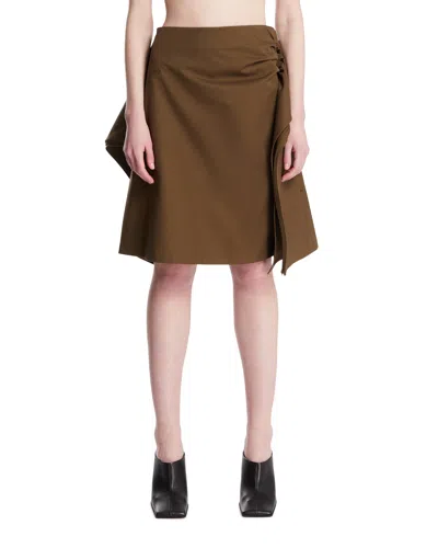 Loewe Green Draped Skirt In Brown