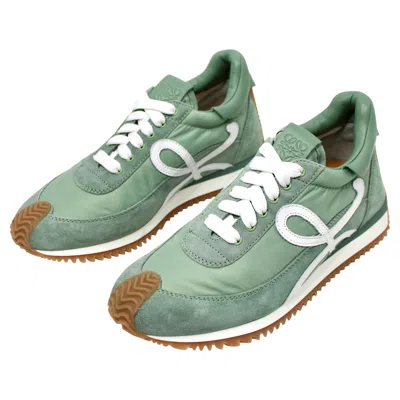 Pre-owned Loewe Green Flow Runner Suede Sneakers