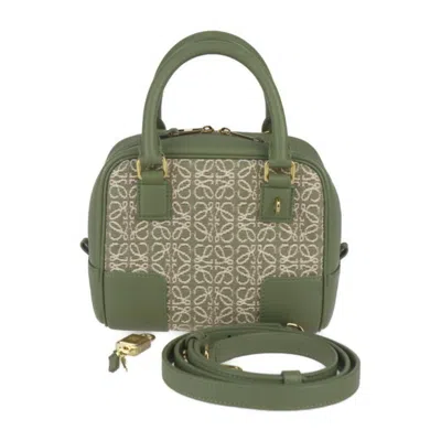 Pre-owned Loewe Green Jacquard Leather Handbag Shoulder Bag ()