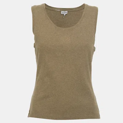 Pre-owned Loewe Green Jersey Anagram Embroidered Tank Top L